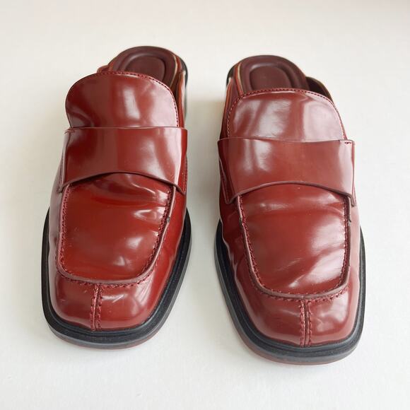 Franco Sarto Georgie Square Toe Mule in Claret Burgundy Red - Picture 2 of 7